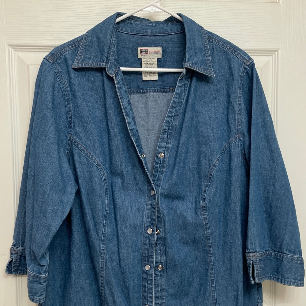 Pearl Snap Jean Shacket